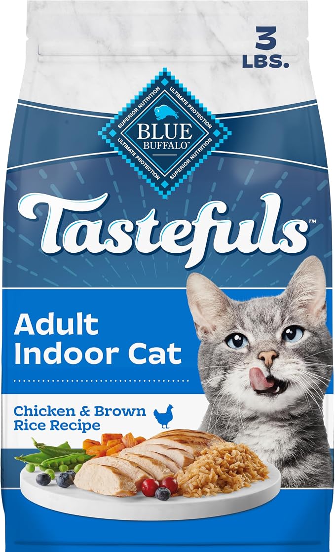 Blue Buffalo Tastefuls Chicken Adult Indoor Dry Cat Food, 3 lb | Chicken & Brown Rice Recipe, Antioxidant-Rich LifeSource Bits, No Corn, Wheat, or Soy