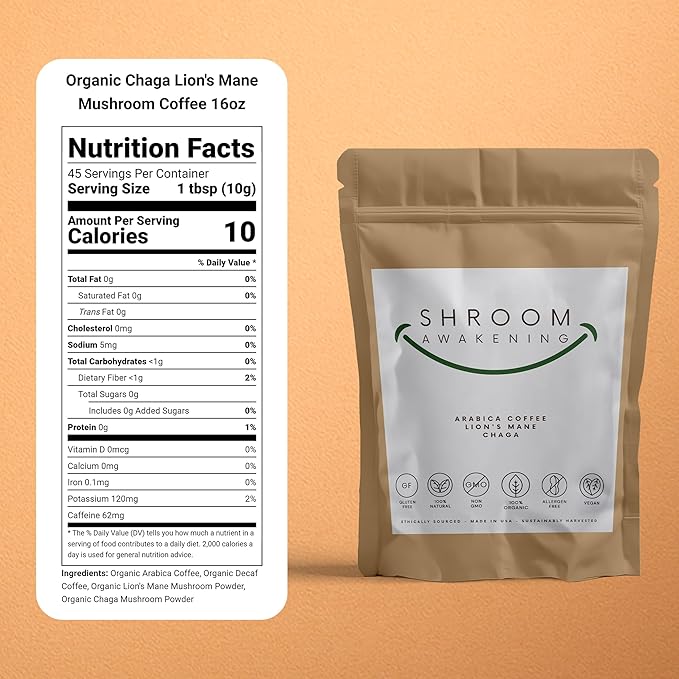Stop Wasting Mornings Feeling Tired | Mushroom Coffee with Lion’s Mane & Chaga for Long-Lasting Energy, Focus & Wellness | Natural & Jitter-Free | 10oz