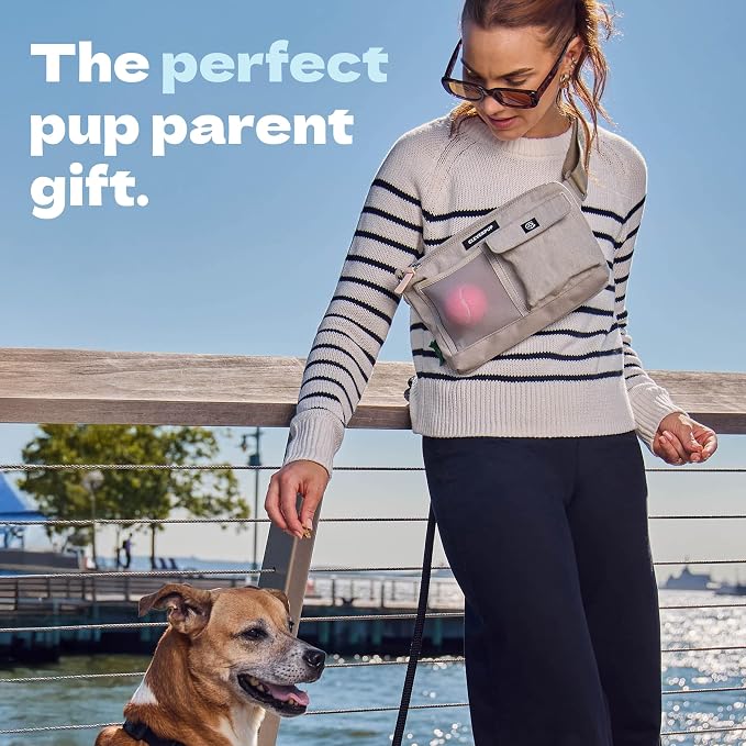 Cleverpup Walk & Train 2-in-1 Dog Walking Bag - Hands-Free, Sand