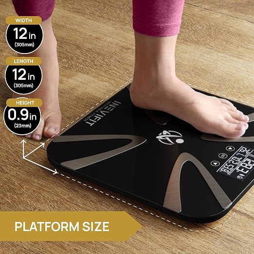 INEVIFIT Body Fat Scale, Highly Accurate Digital Bathroom Body Composition Analyzer, Measures Weight, Body Fat, Water, Muscle, BMI, Visceral Levels & Bone Mass for 10 Users. Includes Batteries