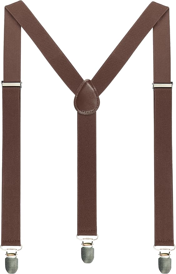 JEMYGINS Solid Color Mens Suspender with 3 Strong Clips Adjustable Braces