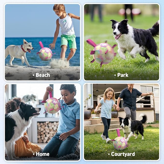 QDAN Dog Balls, Dog Herding Ball, 8 Inch Large Dog Soccer Ball with Strap