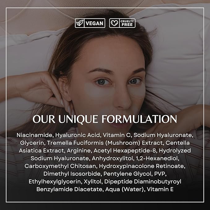 Anti-Wrinkle Micro Dart Patches with Niacinamide, Hyaluronic Acid, Vitamin C & Peptides - Under Eye Patches for Wrinkles, Crows Feet and Smile Lines - 4 Pairs