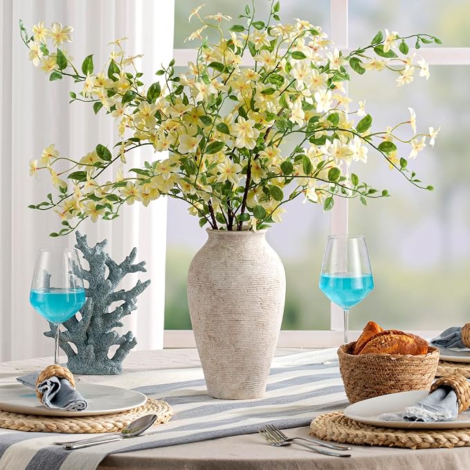 Vanselia Ceramic Flower Vase Home Decor - Large Tall Farmhouse Table Vases Rustic Vintage Living Room Kitchen Bedroom Decorations for House Book Shelf Office Coffee Desk Dining Fireplace (12" Retro)