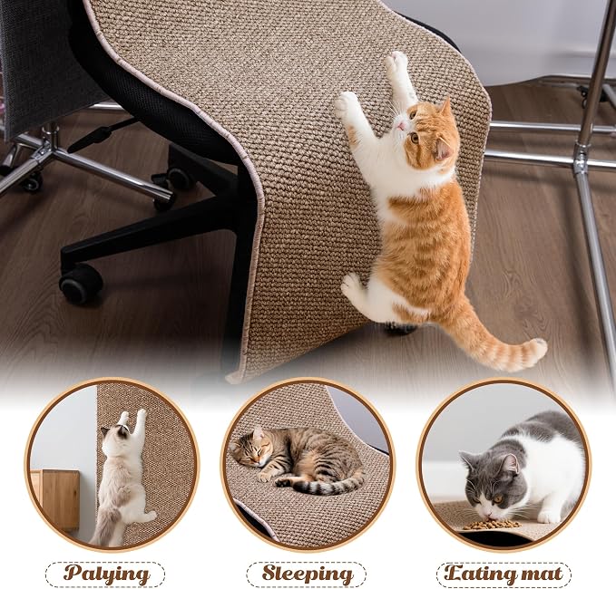 80"x15.7" Cat Wall Scratching Mat, Extra Large Cat Climbing Carpet with 20 Fixed Nails Wall Scratcher Furniture Protector for Couch, Sofa, Home (Brown)