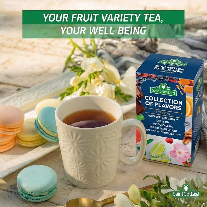 [Collection of Flavors] Saint Gottard Herbal Tea – Caffeine-Free Herbal Infusion, Natural Ingredients, Hot or Iced Tea, Organic Premium Flavor Blend, Aromatic & Smooth Taste, 40 tea bags