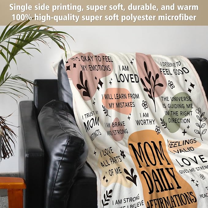 BaubleDazz New Mom Gifts Blanket, Mom Daily Affirmations(80" x 60") | Postpartum Pregnancy Gifts for First Time Moms, Mommy to Be, Mama, New Mom Essentials, Birthday Gifts for Mom