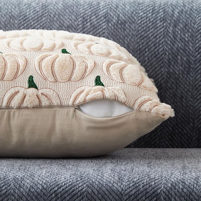 DFXSZ Fall Pillow Covers 20x20 2Pcs Beige Green Rust Pumpkin Fall Decorations
