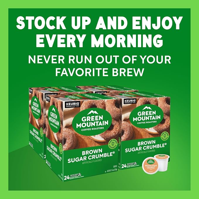 Green Mountain Coffee Roasters Brown Sugar Crumble Keurig Single-Serve K-Cup Pods, Medium Roast Coffee, 96 Count (4 Packs of 24)