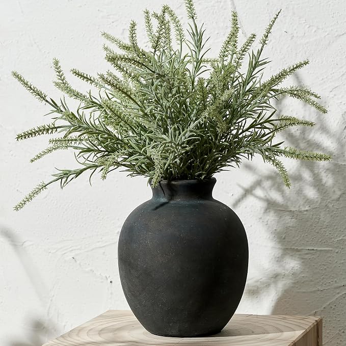 SIDUCAL Ceramic Decorative Flower Vase | 7.48 Inch Pottery Rustic Farmhouse Boho Vase for Home Decor, Table, Living Room, Bathroom, Coffee Desk, Shelf, Mantel Decoration, Wedding, Bronze