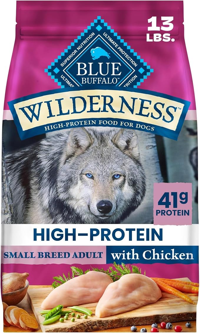 Blue Buffalo Wilderness Chicken Small Breed Adult Dry Dog Food, 13 lb | 41g Protein, Real Chicken #1 Ingredient, High Protein Plus Wholesome Grains, Supports Higher Energy Needs