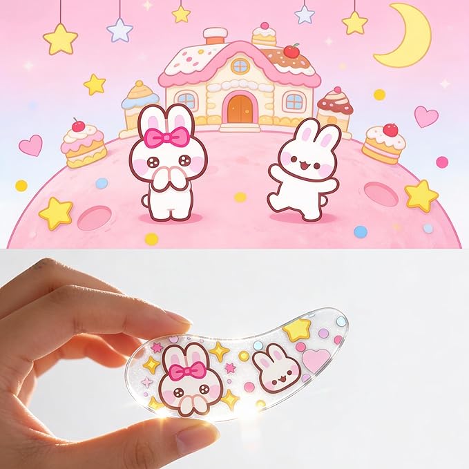BlackWings 6 Pairs Silicone Eye Patches with Self-Adhesive Design - Cute Bear & Rabbit Inspired Eye Care Patches (Little Bear Little Rabbit 6pairs)