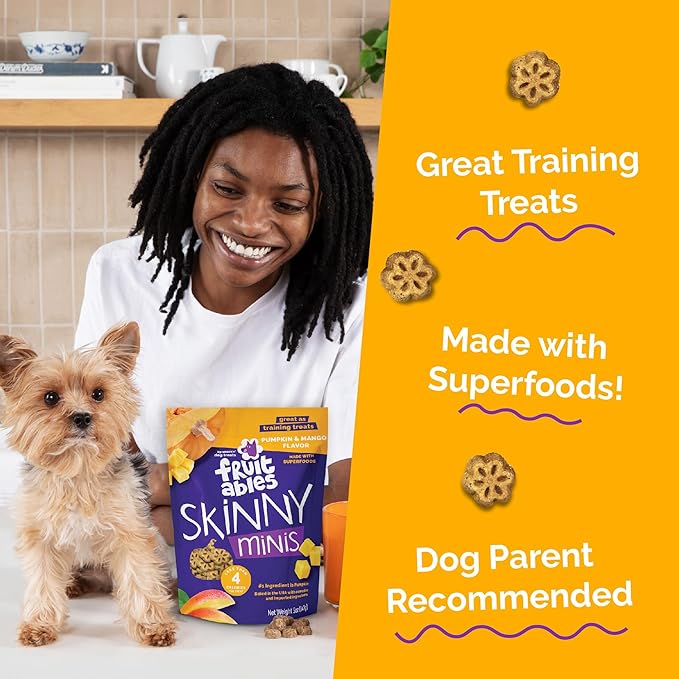 Fruitables Skinny Mini Dog Treats, Training Treats, Pumpkin and Mango, 5oz | Healthy Dog Treats, Crunchy Dog Biscuits, Healthy Puppy Treats, Limited Ingredient, Training Rewards, Made in USA