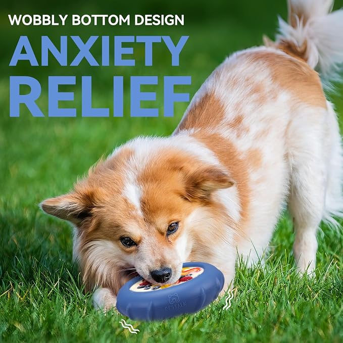 Dog Lick Bowl, Bestalk Wobbly Freeze Bowl Enrichment Feeder for Dogs, Anxiety Relief Lick Mat Puzzle Toy for Distraction, BPA Free Silicone, Dishwasher Safe(Dark Blue,L)
