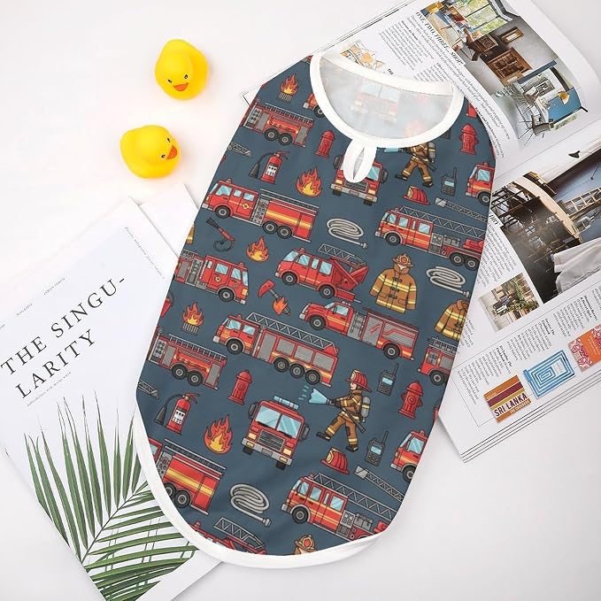 Soft Cat Shirt Pet Breathable Clothes Dog Tank Tops Pet Fire Truck Firefighter Cute Dress Decor