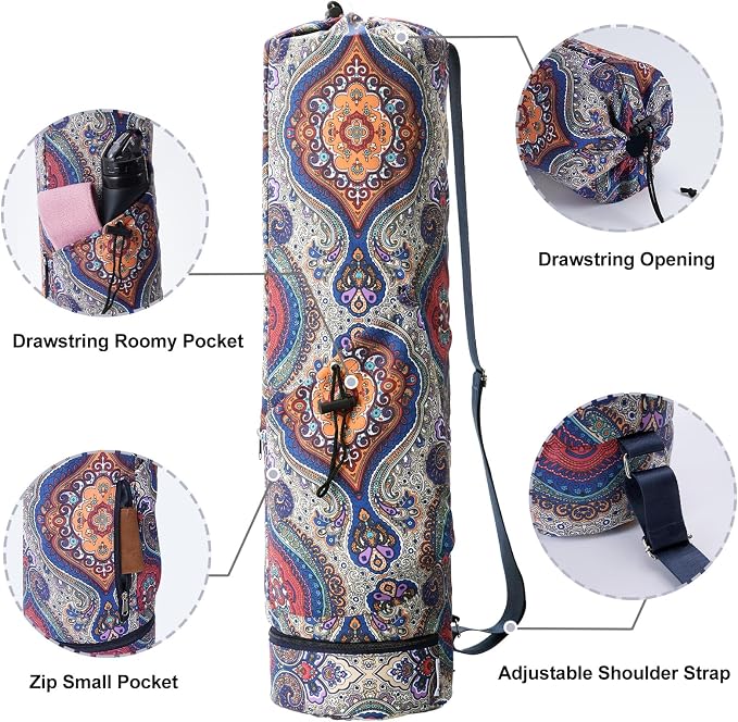 sportsnew Yoga Mat Bag with Water Bottle Pocket and Bottom Wet Pocket, Exercise Yoga Mat Carrier Multi-Functional Storage Bag, Patent pending