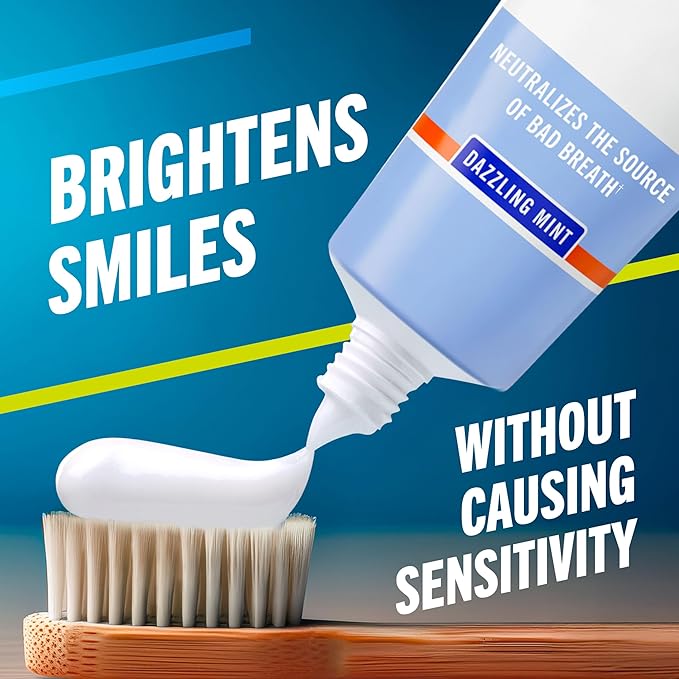 TheraBreath Whitening Toothpaste, Gentle Peroxide-Free Teeth Whitening in 1 Week (3), with Fluoride for Anticavity Protection, Dazzling Mint, 4 Oz, 2-Pack