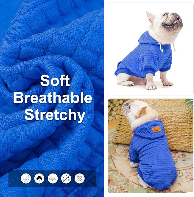 BEAUTYZOO Dog Hoodies Sweater for Small Dogs,Waffle‑Like Laminated Pet Coat | Warm Dog Sweatshirt with Pocket & Leash Hole,Pullover Clothes for Girl Boy Dogs & Cats,Stretchy & Easy‑On‑Off,Chihuahua Puppy
