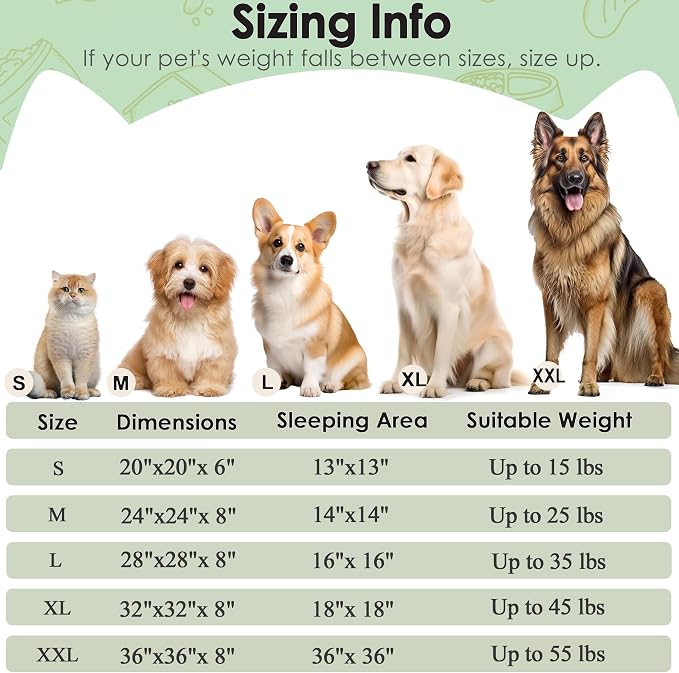 Hoewina Dog & Cat Bed, 20in Cat Beds for Indoor Cats, Calming Donut Bed for Puppy and Kitten, Washable Round Fluffy Pet Bed for Small Medium Dogs and Cats (Green)