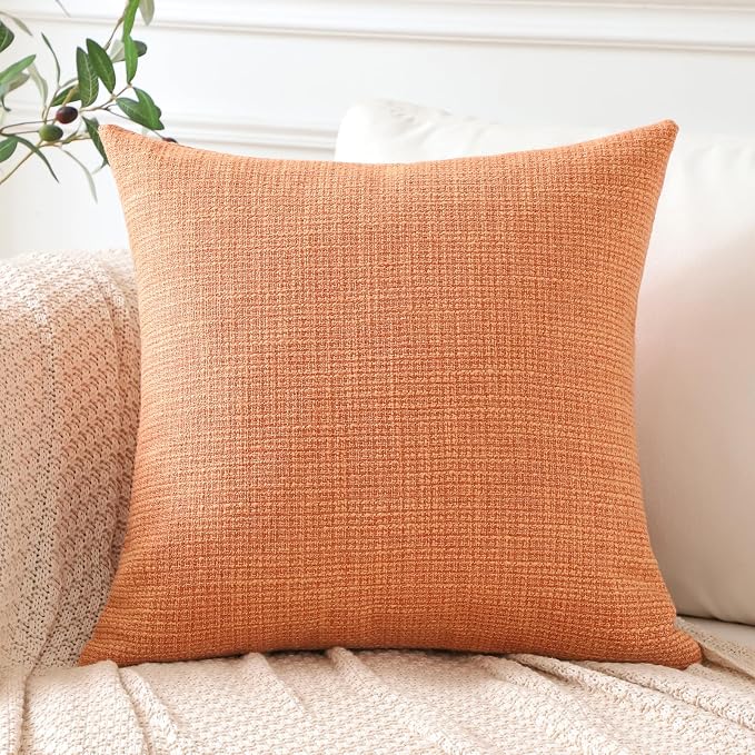 OTOSTAR Linen Throw Pillow Cover Set of 1 Decorative Square Pillowcases Cushion Covers 16x16 Inch for Home Decor Sofa Bedroom Car 40 x 40CM Coral