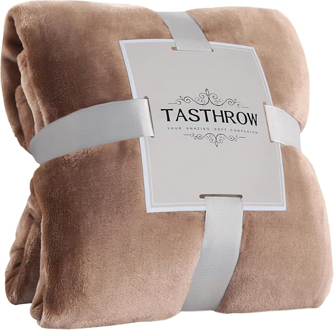 TASTHROW Lightcoffee Throw Blanket 50x60 Inches | Soft Plush Cozy Fleece Flannel Throw Blanket, Lightweight Warm Throws for Bed, Couch, Bedroom and Living Room, All Seasons