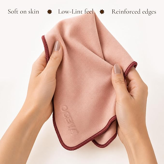 OCENA Women’s Pocket Sweat Towel Set for Face & Hands, 5-Pack Quick-Dry Microfiber Handkerchiefs, Small Gym Towel for Yoga, Pilates, Travel, 10 x 10 in, Desert Rose