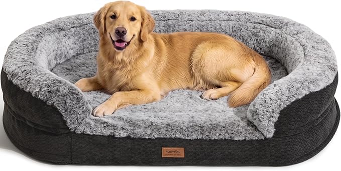FUKUMARU X-Large Thickened Dog Couch Bed, Orthopedic, Waterproof & Washable | Heavy Duty Dog Sofa with 4" Extra-Thick Egg-Crate Foam, Relieves Joint Pressure, Fully Removable, Fits Extra-Large Dogs