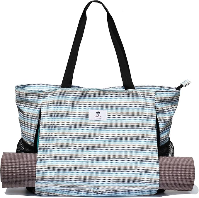 ESVAN Yoga Mat Bag Yoga Tote Carrier Shoulder Bag Carryall Tote for Office,Yoga,Pilates,Travel,Beach and Gym