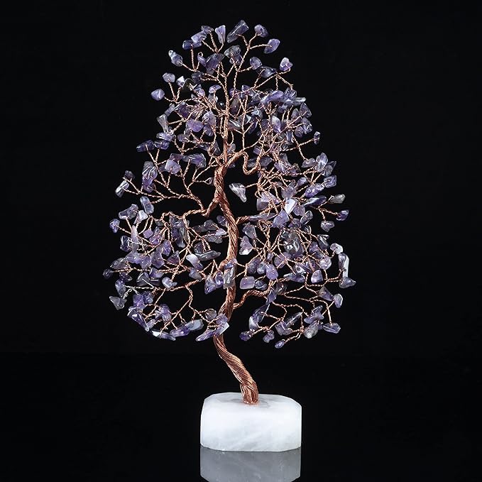 Amethyst Crystal Tree Gemstone Tree of Life Quartz Base Chakra Bonsai Tree for Room, Desk & Office Decor Spiritual Gift Meditation Birthday Gift for Women Mom her Sister Housewarming Gifts Home