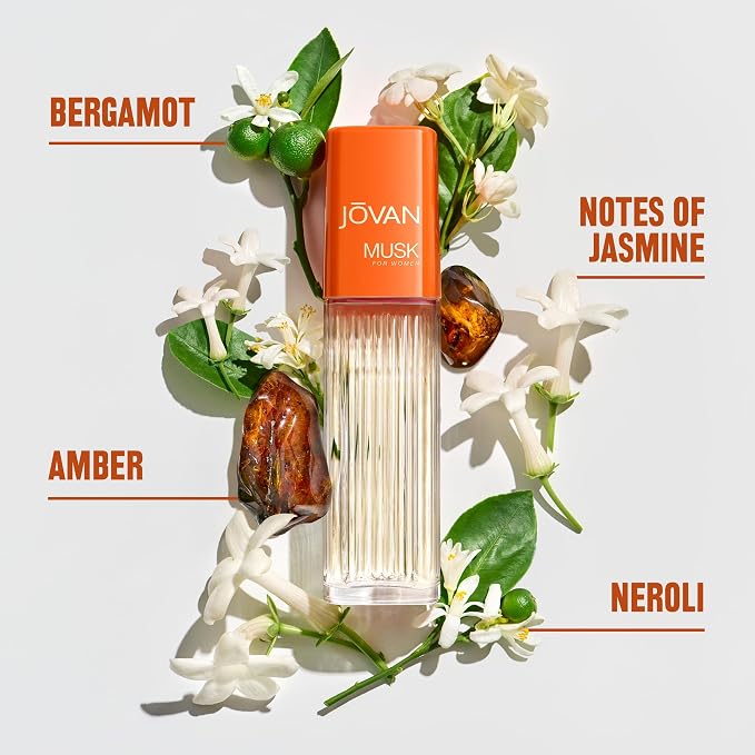 Jovan Musk for Women Eau de Cologne Spray 2 fl oz (Pack of 1), Sexy Perfume for Women, Notes of Jasmine, Amber, and Neroli, Women's Fragrance, Long Lasting, Everyday Fragrance, Travel Size