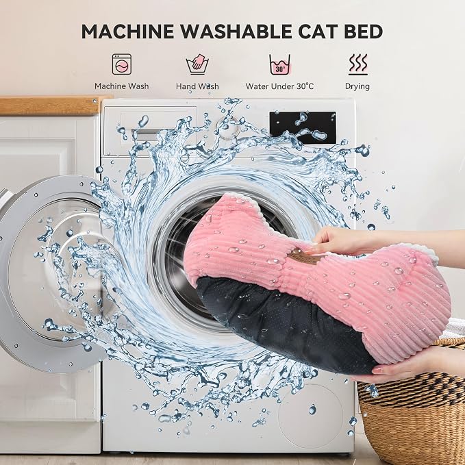 Zerbuger 20in Pink Rectangle Cat Dog Bed Machine Washable Sleeping Sofa | for Large Medium Small Pets Indoor Outdoor, Non-Slip Bottom Soft Puppy Bed Durable Orthopedic Calming Pet Cuddler