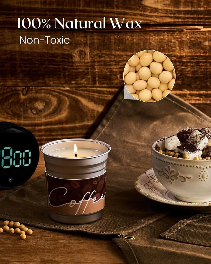 M&SENSE Coconut Latte Scented Candle, Soy Wax 7oz | 42 Hours Long Lasting, Clean Burn, Non-Toxic, Relaxing Aromatherapy
