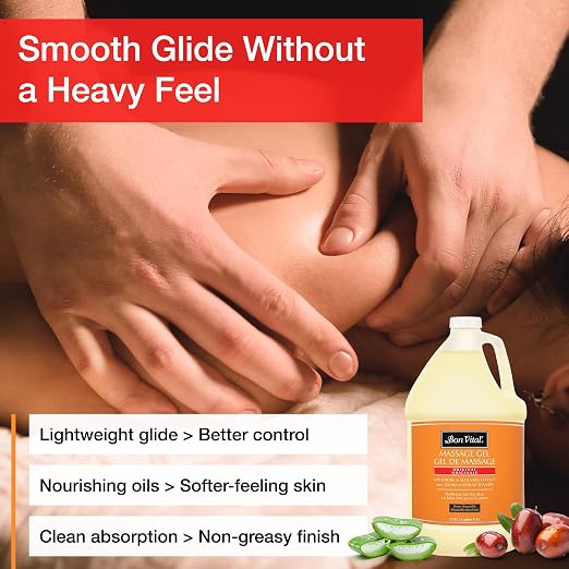Bon Vital' Original Massage Gel, 1 Gallon, Hypoallergenic & Paraben-Free, Professional Massage Gel, Hydrating Massage Cream Alternative for Dry Skin and Sensitive Skin