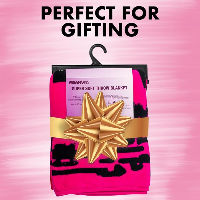 Silver Buffalo Mean Girls Burn Book Regina George, Karen Smith, Gretchen Wieners, and Cady Heron 45" x 60" Fleece Throw, Soft and Cozy Blanket, 250 GSM
