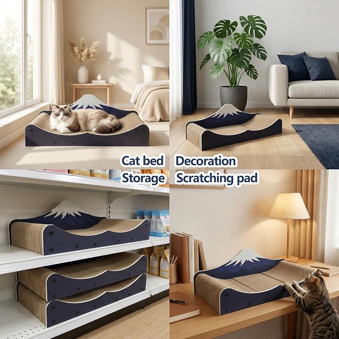 Cat Scratcher Bed Wear-Resistant Large Cats Scratching Bed Sofa Long Lasting Scartching Pads for Indoor Cats, Furniture Protector,Dual-Purpose-Scratch Claws and Sleep,The Shape of Mountains