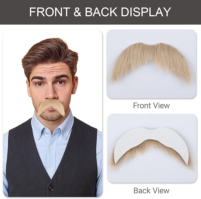 Fake Mustache for Men Classic Halloween Self Adhesive Fake Beard Novelty Stick On Fake Mustaches