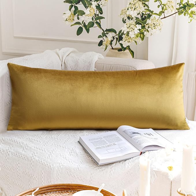 Artscope Luxury Velvet Lumbar Pillow Cover Super Soft Decorative Rectangle Throw Pillow Covers Case Cushion Covers for Sofa Couch Bedroom Car Decor 14x36 Inch Gold