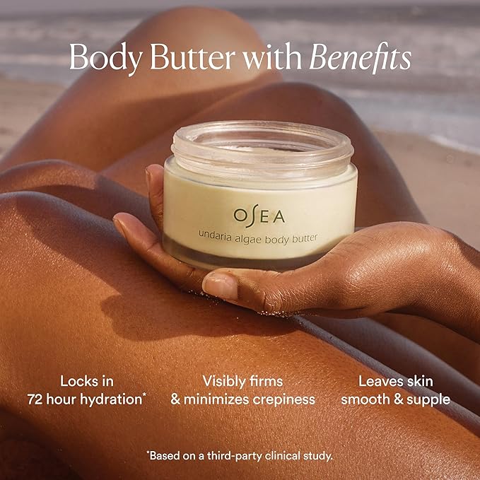 OSEA Undaria Algae™ Body Butter 6.7 oz - For Dry Skin - Ultra Hydrating Whipped Shea Butter + Ceramides - Vegan Skincare & Clean Bodycare - Thick Body Cream - For Extremely Dry Crepey Skin (Pack of 2)