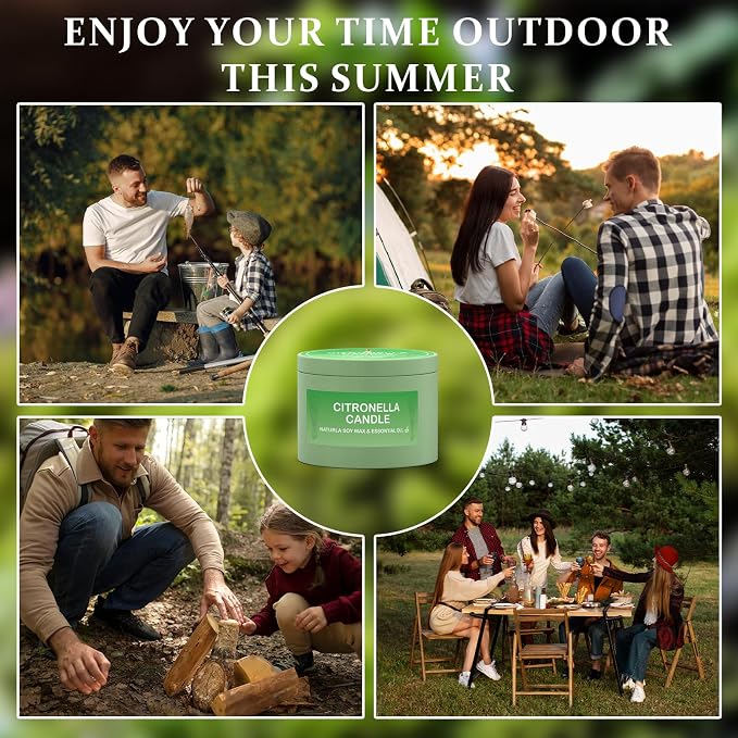 Citronella Candles Outdoor, 2-Pack Natural Citronella Scented Candles for Outside Patio, Garden&Camping, Summer Gifts for Indoor Home Fresh and Cool Aromatherapy Candles