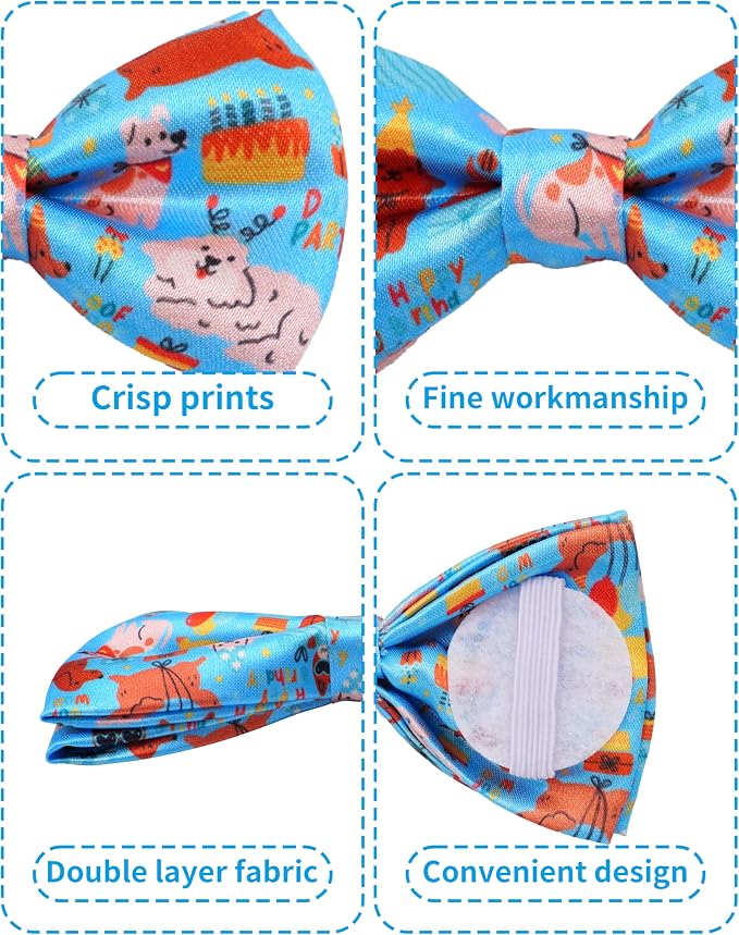 PET SHOW 5 Pack Happy Birthday Dog Bowties for Small Dogs Slide on Collar