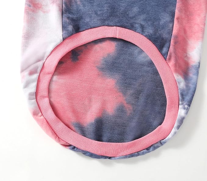 Dog Cotton Tie dye Hoodie Pink Grey Pullover Sweatshirts Soft and Stretch Pets Clothes Hooded for Medium Large Dogs(Pink Grey L)