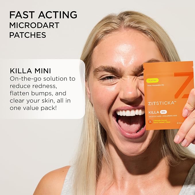 ZitSticka Killa Microdart Pimple Patches for Face - Most Potent Pimple Patch with Fast-Acting Microdarts - For Deep, Early-Stage Zits with Salicylic Acid - Mini 8 Count