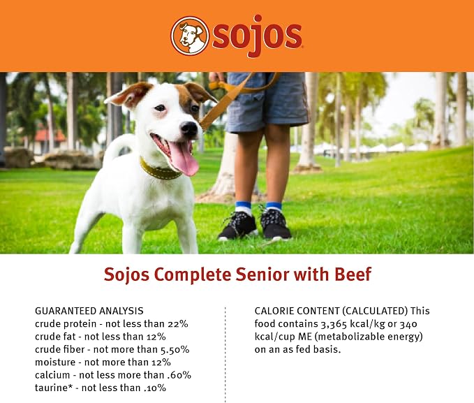 Sojos Complete Freeze Dried Raw Adult Dry Dog Food, Grain Free, Natural, Beef Recipe, 7 lb Bag