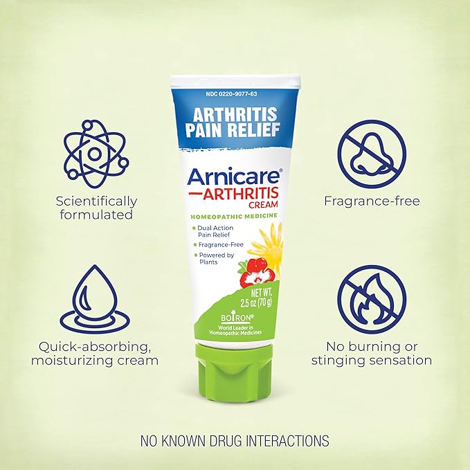 Boiron Arnicare Arthritis Cream with Devil’s Claw for Pain Relief of Knees, Hands, Wrists, Elbows, Joints & Muscles – Quickly Absorbed & Fragrance-Free – 5 oz (2 Pack of 2.5 oz)