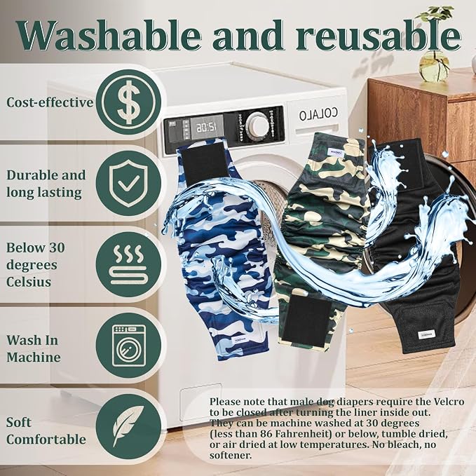 Reusable Dog Diapers Male, Premium Washable Belly Bands for Dogs, Pack of 5, High Absorbing Extra Small Dog Wraps for Doggie & Puppy in Incontinence or Excitable Urination and Training(XS)