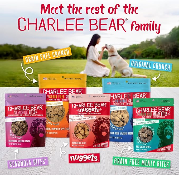 Charlee Bear Original Crunch Dog Training Treats, Beef Liver, 16 oz 3-Pack | 3 Calories Each, Low Calorie, Natural Rewards, Puppies to Adult Dogs, Made in USA