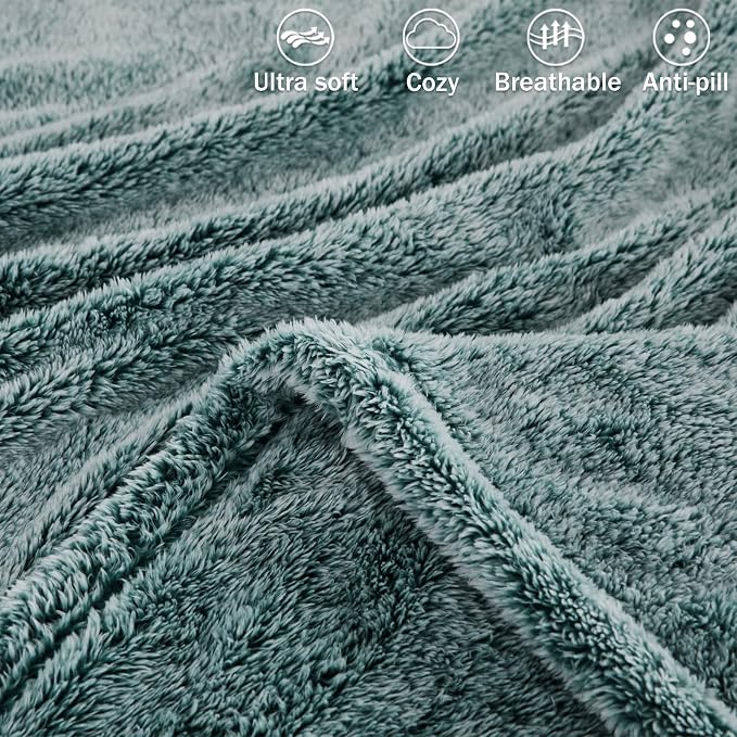 Exclusivo Mezcla Fuzzy Large Fleece Throw Blanket for Couch, Mixed Green | 50x70 Inches, Super Soft and Cozy Throw, Plush Fluffy Blanket for Sofa, Bed, Bedroom, Home Decor, All Season