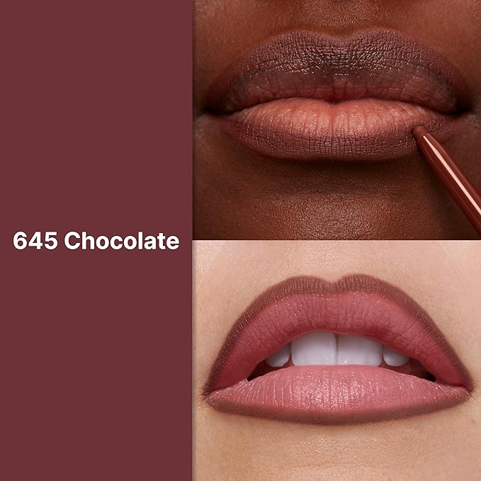 Revlon Colorstay Lip Liner Makeup with Built-in-Sharpener, Longwear Rich Colors, Stocking Stuffer for Women, 645 Chocolate, 0.01 oz