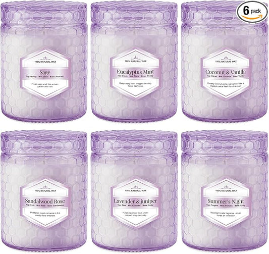 Candles for Home Scented, 6 Pack Aromatherapy Candles Gifts Sets for Women Birthday,33 oz Soy Wax 240 Hour Long Lasting Jar Candles