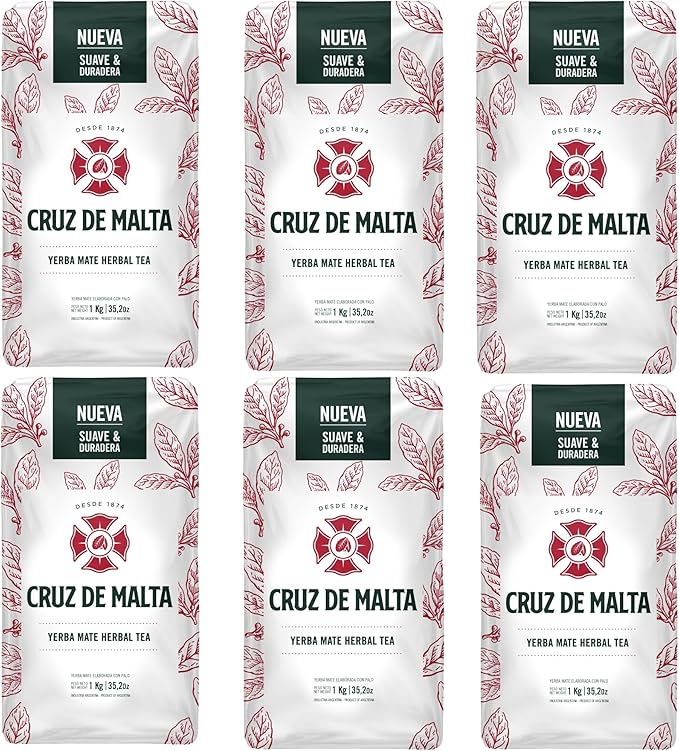 Yerba Mate Cruz de Malta 2.2lb 1 Kilo - Pack of 6